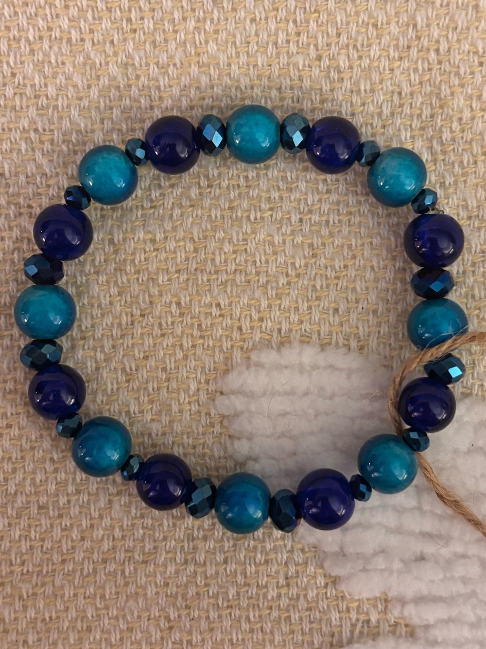 Blue and Teal Sparkly Beaded Stretch Bracelet